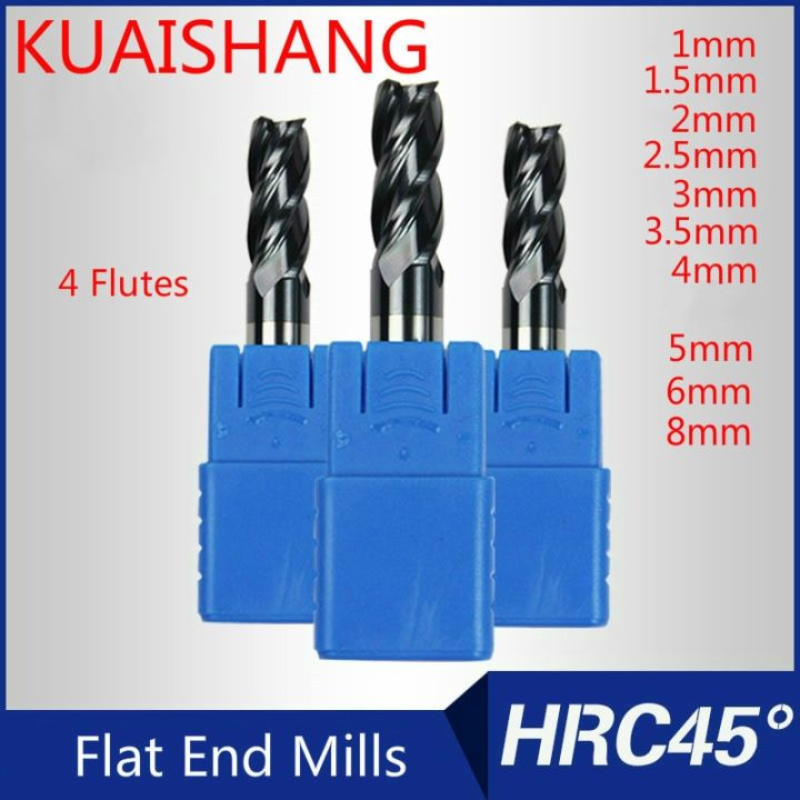 kuaishang-4-flutes-1มม-2มม-3มม-4มม-8มม-คาร์ไบด์เอ็นด์มิลล์ของแข็ง-cnc-เราเตอร์บิต-hrc45เครื่องตัดมิลลิ่งทังสเตนเหล็กกัด