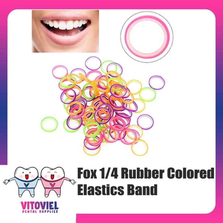 Fox 1/4 Dental Rubber Colored Elastics Band / Elastics Rubber (sold per