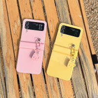 สีทึบจี้ชีสเกาหลีเคสสำหรับ Samsung Galaxy Z Flip 3 4 5G Z Flip3 Zflip3 Zflip4ฝาหลังกันกระแทก