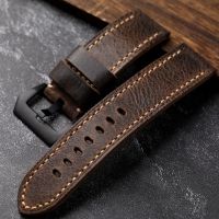 Hand-folded first-layer cowhide strap 20 22 24MM suitable for Panerai Tudor bronze watch leather bracelet 【JYUE】