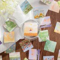 +【】 46 Pcs Kawaii Paper Stationery Sticker Set Spring Filed Floral Scenery Cute Scrapbooking Decorative Diy Label Gift Packing Decor