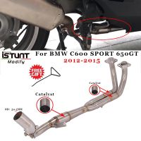 Slip On For BMW C600 SPORT 650GT 2012 2013 2014 2015 Motorcycle Exhaust Escape Modified With Catalyst Front Middle Link Pipe