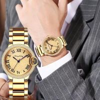 【July】 Couple watches star-studded diamond mens and womens blue needle high-end sense niche light luxury models waterproof balloon quartz watch