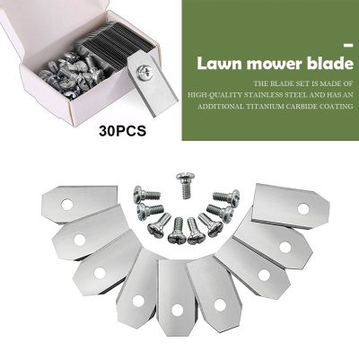 30pc Lawn Mower Cutting Blades with Screw Kit Trimmer Blade Lawn Mower Grass Replacement for Husqvarna Automower/Gardena Robotic