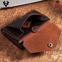 【CW】▬✹  Leather Mens Coin Purse Business Pop Up Aluminum Card Holder Wallet Anti-theft Bank Cardholder