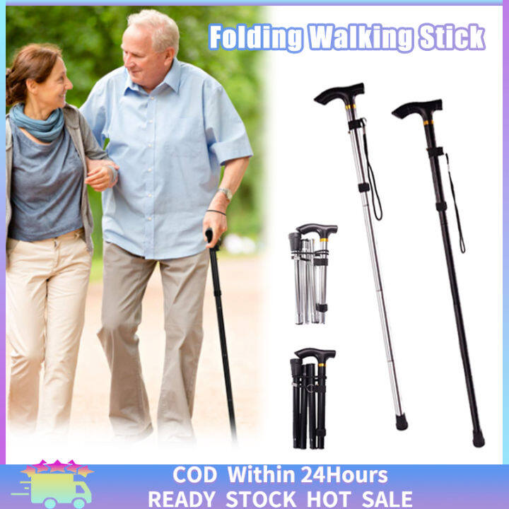 [Fast Delivery]Adjustable Folding Cane Lightweight Safe Portable Elder ...