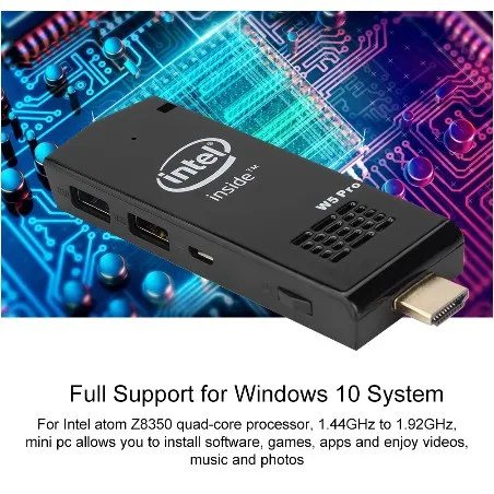 W5 Pro Mini PC Stick Windows 10 2GB 4GB RAM 32GB 64GB ROM 2.4G/5G Dual WIFI  BT4.2 Built-In Fan Win10 Compute Stic