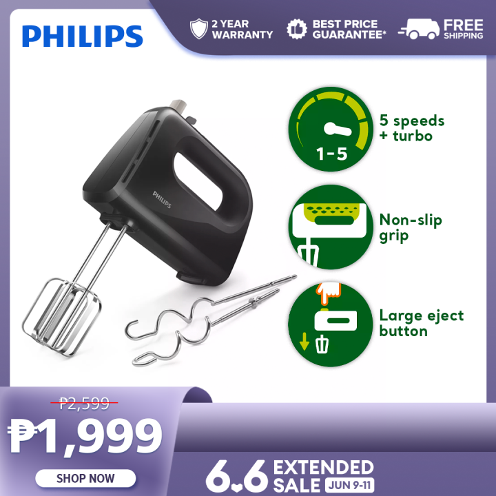 PHILIPS Mixer for Baking [HR3705] 300W, 5 Speeds + Turbo, Strip Beaters