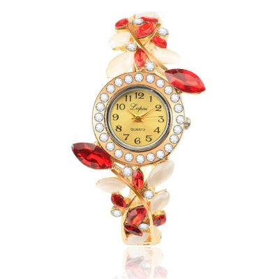 Women Alloy Shiny Fashion Round dial Flower Watches