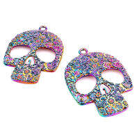 5 Pcslot Skull 66X49X6Mm DIY สีรุ้งเสน่ห์เครื่องประดับต่างหูงานฝีมือทำจี้ทำมือ