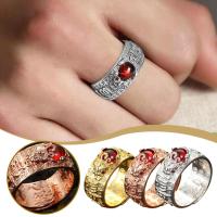 Brave Xiu Heart Jing Tai Silver Ring Men And Women Gold Words Words True Six Garnet Gold Ring Tide Retro Rose I0U7