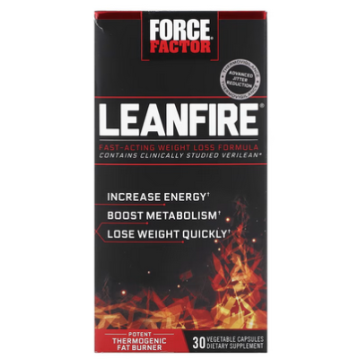 Force Factor, LeanFire, Fast-Acting Weight Loss Formula, 30 Vegetable Capsules (exp.10/25)