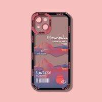 INS Sunset Moon เคสโทรศัพท์ภูเขาหิมะสำหรับ iPhone 14 13 12 11 Pro Max XR X 11ป้องกันกล้องกรอบนิ่มสำหรับ iPhone