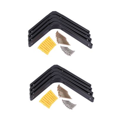 12 PCS Iron Wall Shelf Bracket, 6 x 5 Inch Heavy Duty Shelf Support Bracket Decorative Joint Angle Bracket, Black