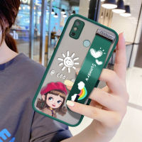 UCUC เคสโทรศัพท์เคสสำหรับ Tecno Spark 6 Go/Tecno Spark Go 2020 (มีสายรัดข้อมือ) กันกระแทก Frosted กลับหมวกแดงเด็กหญิงการ์ตูนเคสใส่โทรศัพท์ Soft Edge Full ฝาครอบเลนส์ป้องกันเลนส์โทรศัพท์บางเฉียบเคสโทรศัพท์