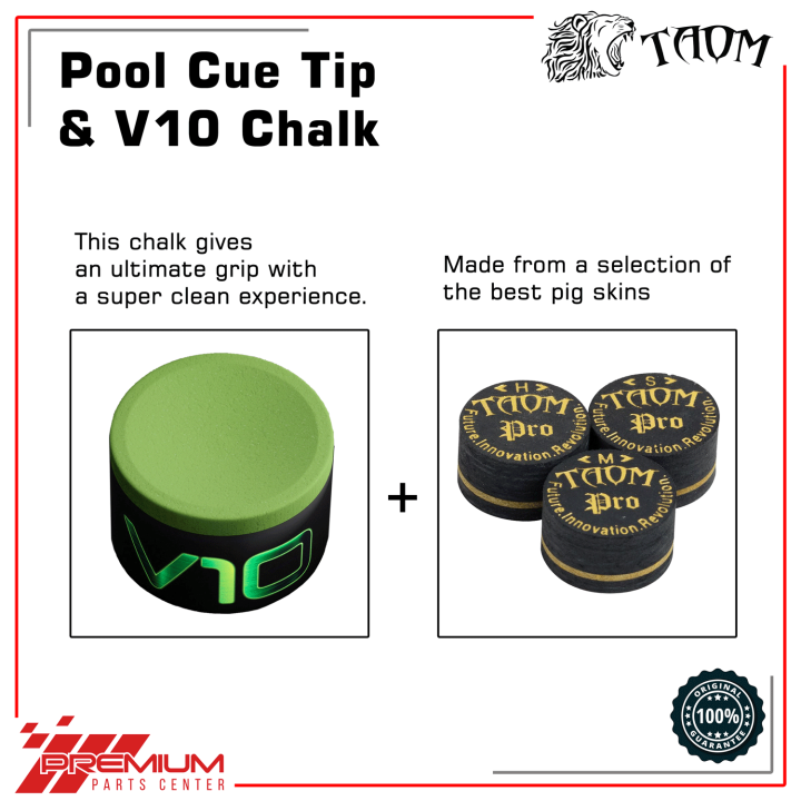TAOM V10 Chalk Green TISA NG TAKO 1 Piece and TAOM PRO CUE TIP BUNDLE 1