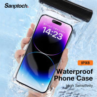 Sanptoch กระเป๋าโทรศัพท์กันน้ำ IPX8สำหรับกระเป๋าใส่โทรศัพท์ว่ายน้ำดำน้ำกลางแจ้งสำหรับ iPhone Samsung Huawei กระเป๋ากันน้ำขนาด7.2นิ้ว