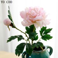 【CC】 YO CHO 2 Heads 60cm Artificial Silk Peonies Pink Bouquet Wedding Flowers