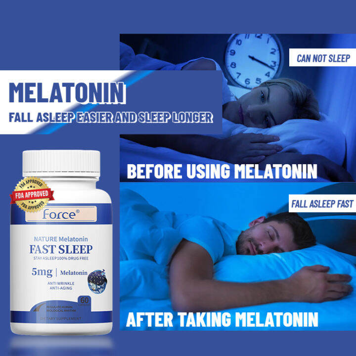 FORCE Melatonin Dietary Supplement 5 mg, 100% Drug-Free Sleep Aid ...