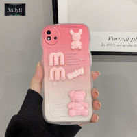 AnDyH เคสโทรศัพท์สำหรับ OPPO Realme C20 C11 2021เคส3D ตัวอักษรหมีน่ารักออกแบบมาเพื่อป้องกันกล้องเคสซิลิโคนนิ่มไล่ระดับสีแบบพรีเมี่ยมป้องกันด้านหลังเป็นเคสคู่