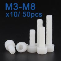 10/ 50pcs Plastic Nylon Socket Cap Screws White Hex Head Allen Bolts Screw M3 M4 M5 M6 M8 Nails Screws Fasteners