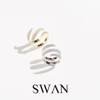 SWAN - Double Claw Pave Ring แหวนเงินแท้ เงินเกลี้ยง ปรับไซส์เองได้ ฝังเพชรคิวบิกเซอร์โคเนีย cubic zirconia