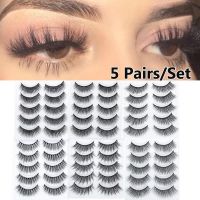 MEND SKONHED 5 Pairs ไร้ความปราณี Ultra-wispy เครื่องมือแต่งหน้าตา เต็มปริมาณธรรมชาติ ขนตาปลอม ต่อขนตา 5D Faux Mink Hair