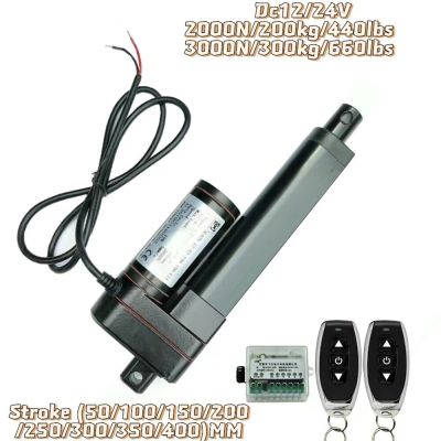 Dc 12/24V Electric Linear Actuator Cylinder Lift Maximum Push/pull up To 3000N No-Load Speed 5mm/s 50-400MM Stroke Length Electric Motors