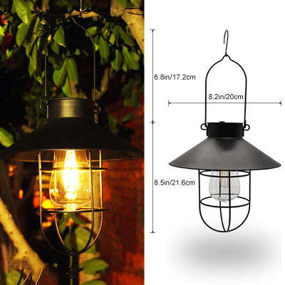 Solar Tungsten Bulb Lantern Lamp Outdoor Hanging Vintage Metal Waterproof Solar Garden Decoration Lights for Courtyard Patio