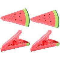 4Pcs Beach Towel Clips for Sun Loungers, Watermelon Clips Plastic Windproof Clothes Hanging Peg Quilt Clamp Holder