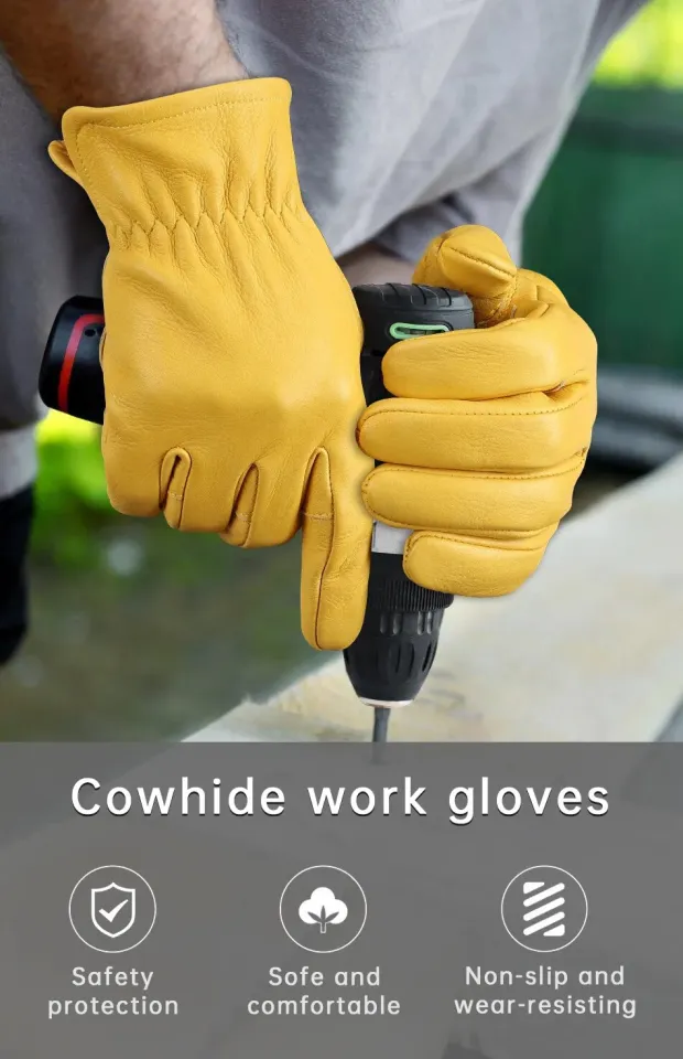 OZERO Leather Work Gloves Flex Grip Tough  