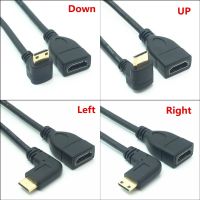 1080P Mini HDMI kompatibel dengan HDTV kabel pria ke Wanita 90 derajat kanan bersudut adaptor konverter M-F konektor adaptor ekstensi