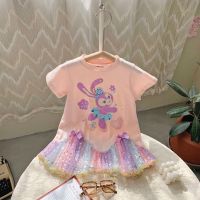 Summer Girls Princess Dress 2022 Little Girl Cartoon Toddler Mesh Mini dresses Kids Party Sequins Bunny Short-sleeved Clothing  by Hs2023