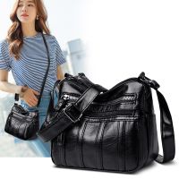 [COD] 2019 new Korean version soft leather shoulder Messenger bag all-match middle-aged womens fashion casual