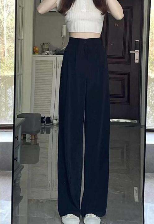 brown-wide-leg-pants-for-women-spring-and-autumn-high-waisted-drape-suit-pants-versatile-slimming-floor-length-straight-leg-pear-shaped-casual-pants