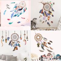 Creative Dream Catcher Wall Stickers Art Wind Chime Feather Room Decoration Vinyl Dormitory Door Poster Self-adhesive Mural Deco