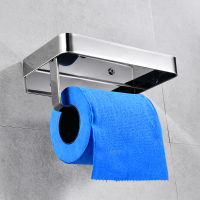 Toilet Paper Holder with Shelf Toilet Roll Paper Holder Stainless Steel Wall Mounted Bathroom Shelf Shampoo Shower Caddy Rack