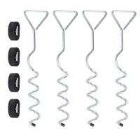 Heavy Duty Trampoline Parts Corkscrew Shape Steel Stakes Anchor Kit for Trampolines-Set Of 4 Silver 4 Strong Belt