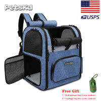 กระเป๋าใส่สุนัข Double Shoulder Backpack Sturdy Frame Breathable Foldable Dog Double Doors Bag Fits 20 Lbs s Travel Set