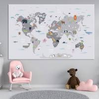 Animals World Line Kids Animal World Line Print World LineHoliday Gifts,Canvas Prints,Custom Photos,Wedding Photos,Family Photos,1 PCS Wooden Inner Framed Or Frameless