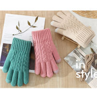 Women Men Warm Full Finger Gloves Winter Touch Screen Gloves Stretch Imitation Wool Women Crochet Thick Knitted Gloves