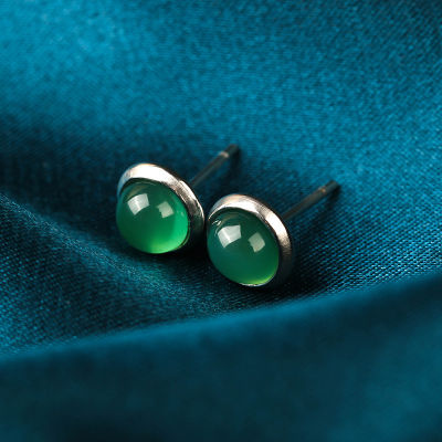 Her Lab Jewelry | ต่างหูหยกสีเขียวหยก Hetian น้ำหนักเบาต่างหูผู้หญิงดีไซน์สวยและเรียบง่ายTH