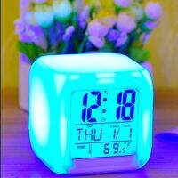 White Screen Colorful Clock Creative Color Changing Silent Electronic Clock