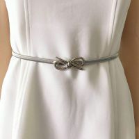 [SAWU]Fashion All-match Bowknot Metal Buckle Elastic Waist Chain Iron Chain Thin Belt.