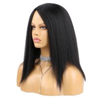 Synthetic Afro Kinky Straight Wigs Fluffy Short Yaki Hair Wig Black Natural Soft Hair Wigs For African Women