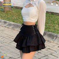 ROSE New Mini Skirt Girls High Waist Skirt Strappy Skirt Streetwear Punk Female Summer Personality Gothic Harajuku