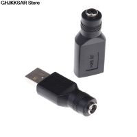 1Pc Female Jack To USB 2.0 Male Plug / Female Jack 5V DC Power Plugs Connector Adapter Laptop Black Color 5.5x2.1mm