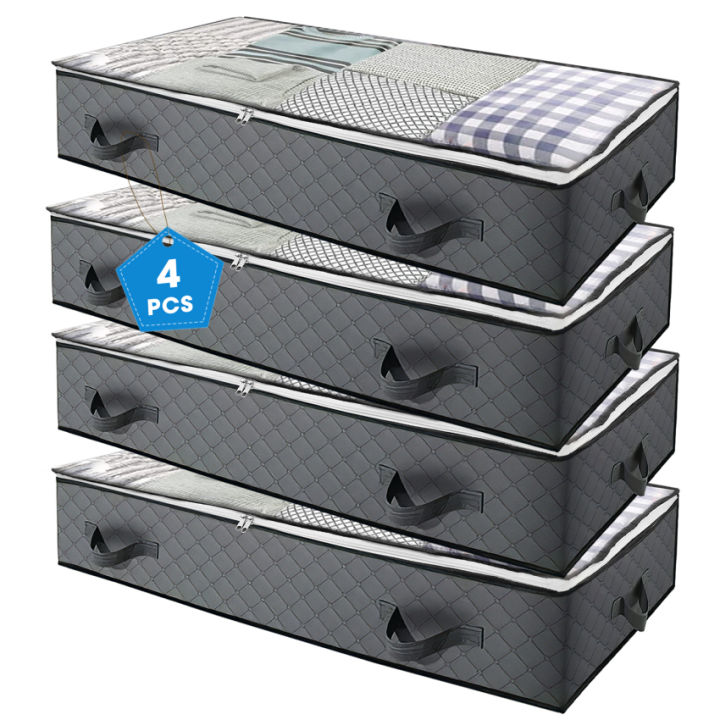 4-pack-underbed-storage-bags-40l-foldable-clothes-bag-large-capacity-storage-containers-with-clear-window-reinforced-handles-zippered-organizer-for-comforters-blankets-bedding-grey