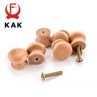 ☎✸┅ KAK 10pcs 2.5X2CM Medium Size Natural Wooden Cabinet Drawer Wardrobe Door Knob Pull Handle Hardware Plain Circle Handles