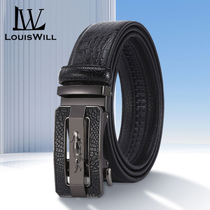 Men Genuine Leather Belts Crocodile Pattern Automatic Buckle Belts For Men Brand  Luxury High Quality Business Strap